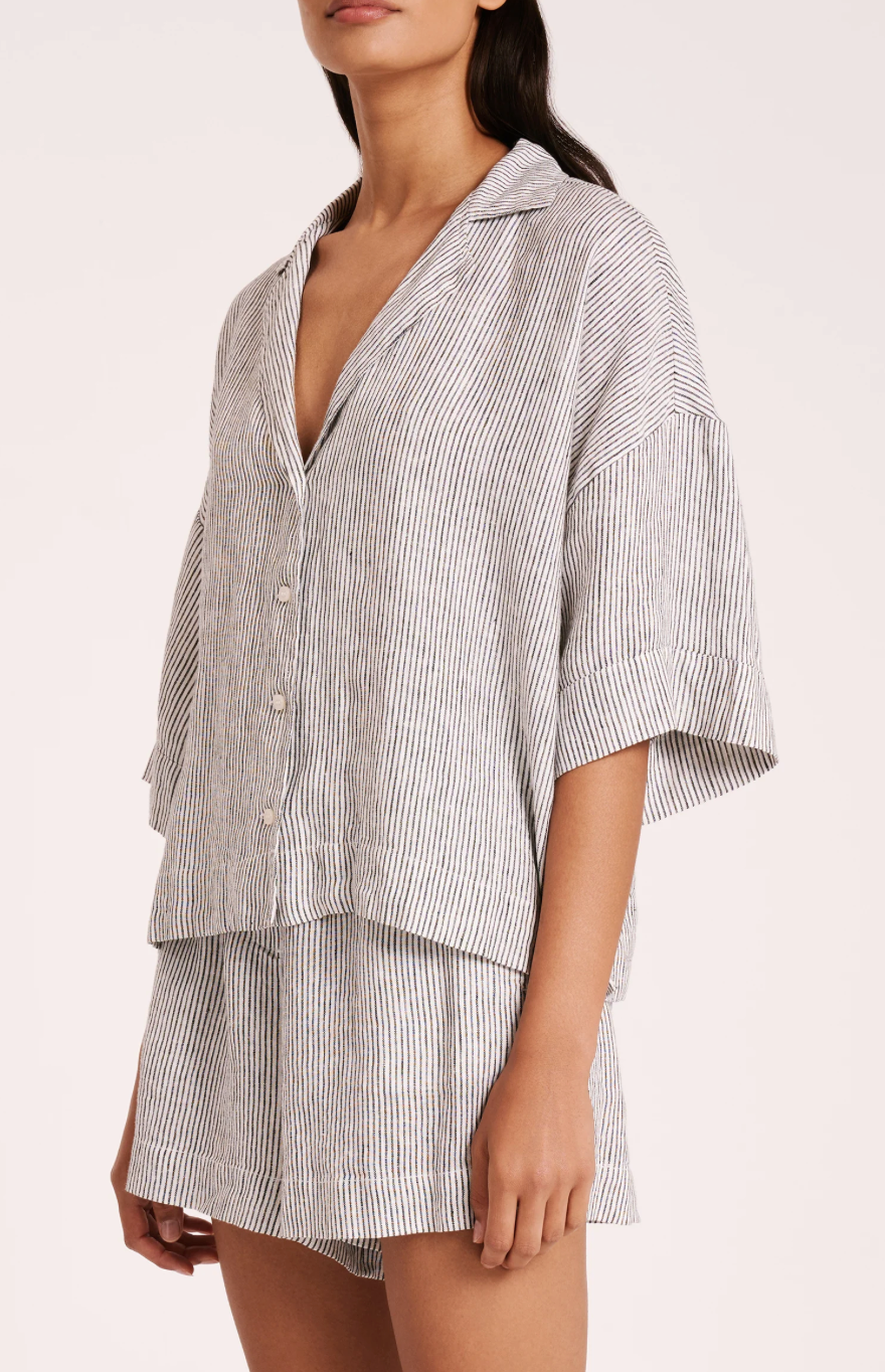 Lounge Stripe Linen Shirt