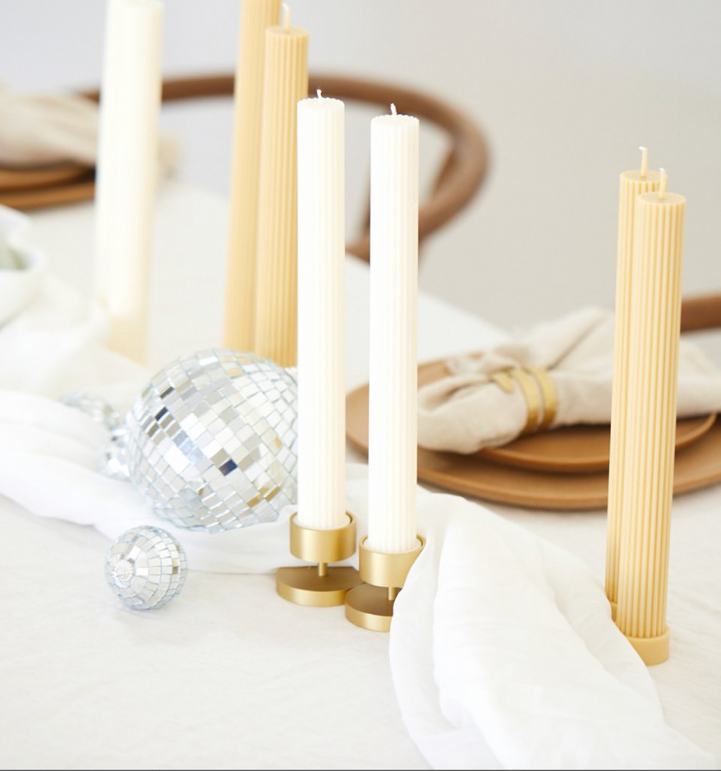 PIXI Pair - Tall Pillar Candles Nude