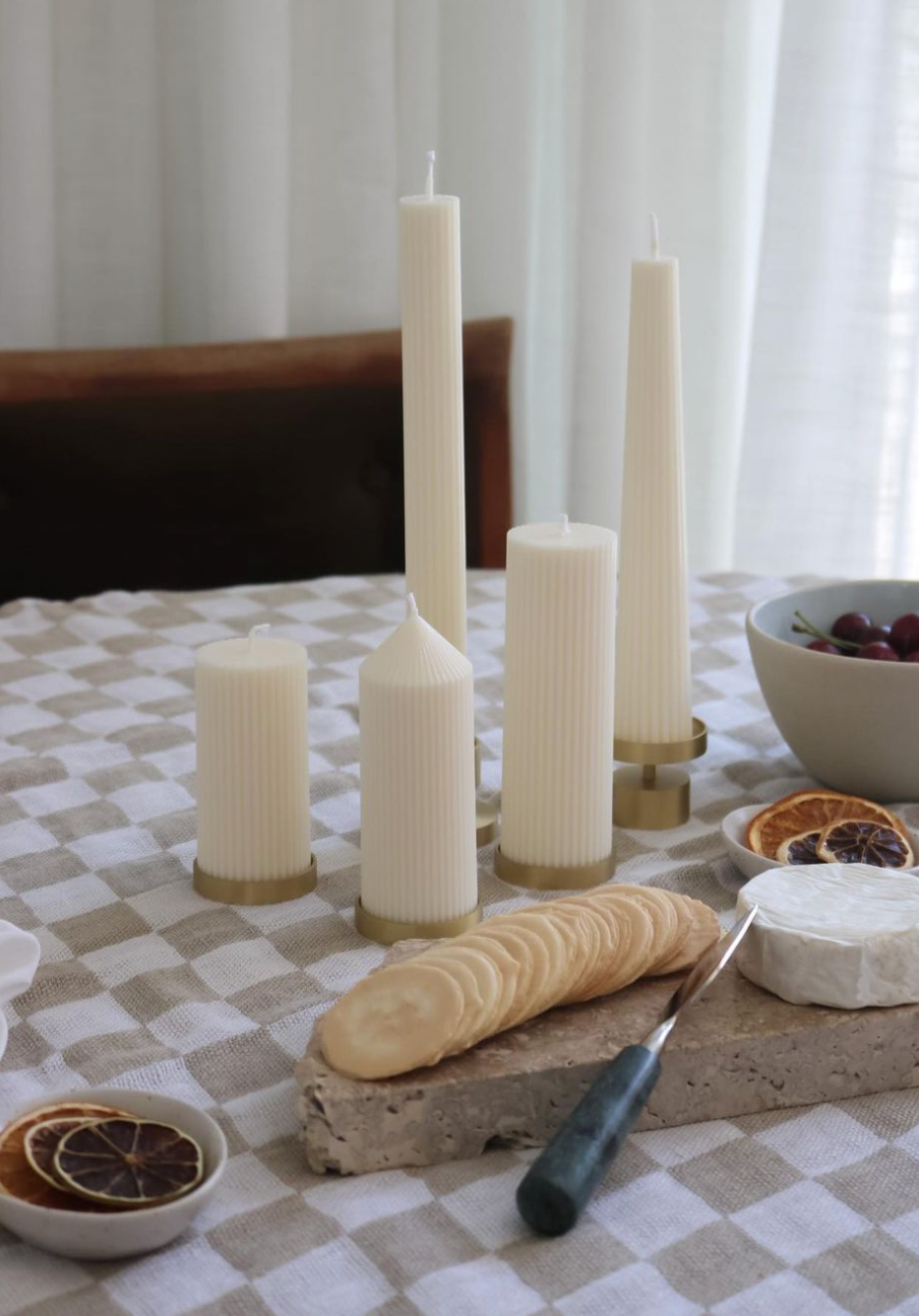 PIXI Pair - Tall Pillar Candles Nude