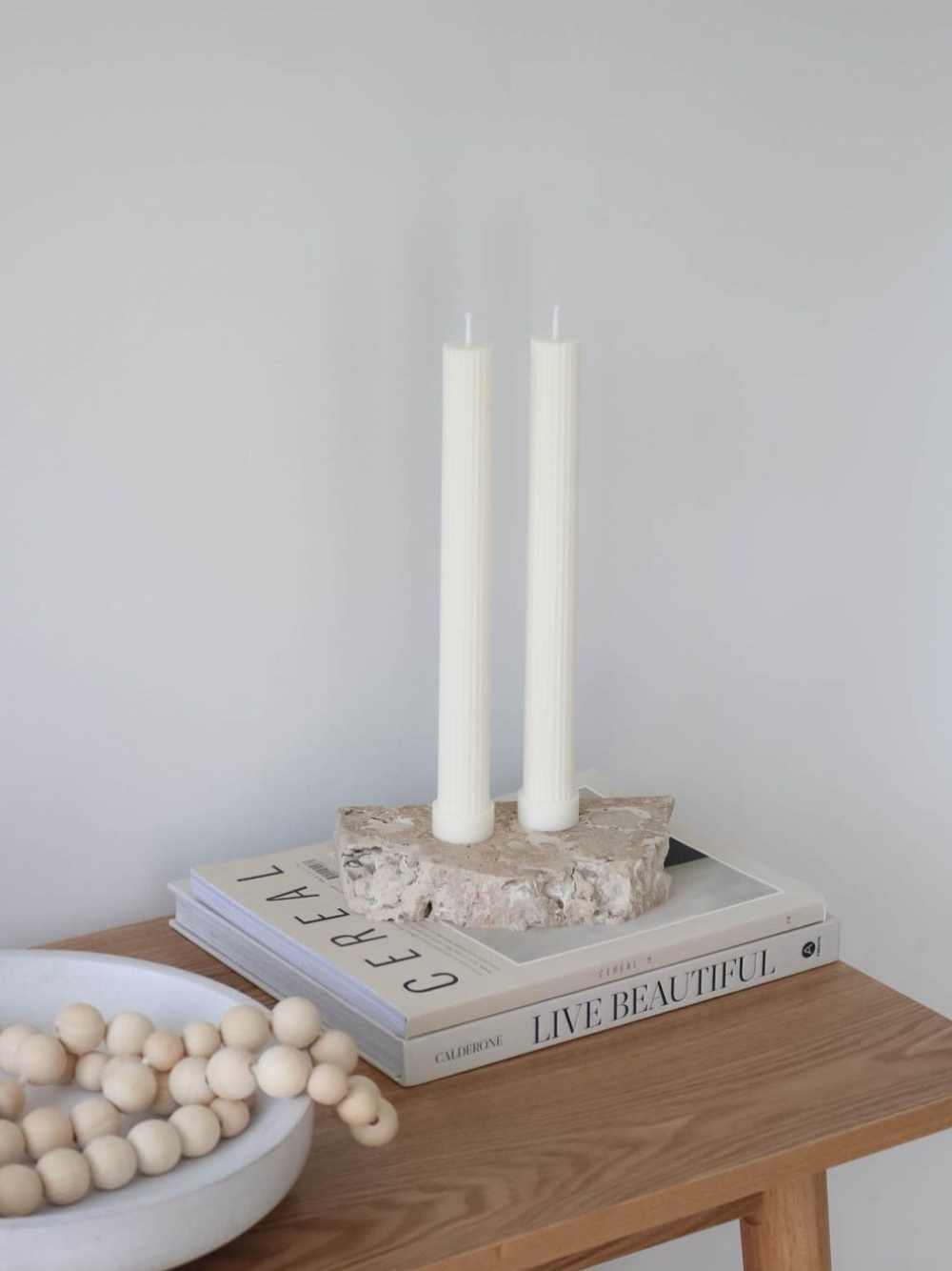 PIXI Pair - Tall Pillar Candles Nude