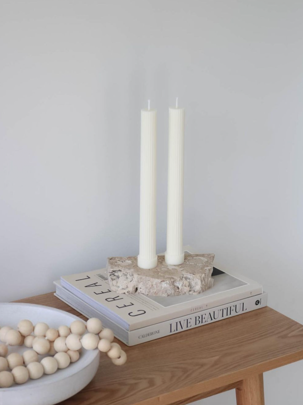 PIXI Pair - Tall Pillar Candles White