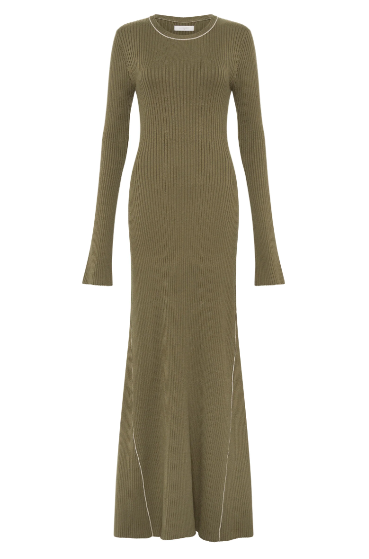 Gaia Knit Maxi Dress Olive