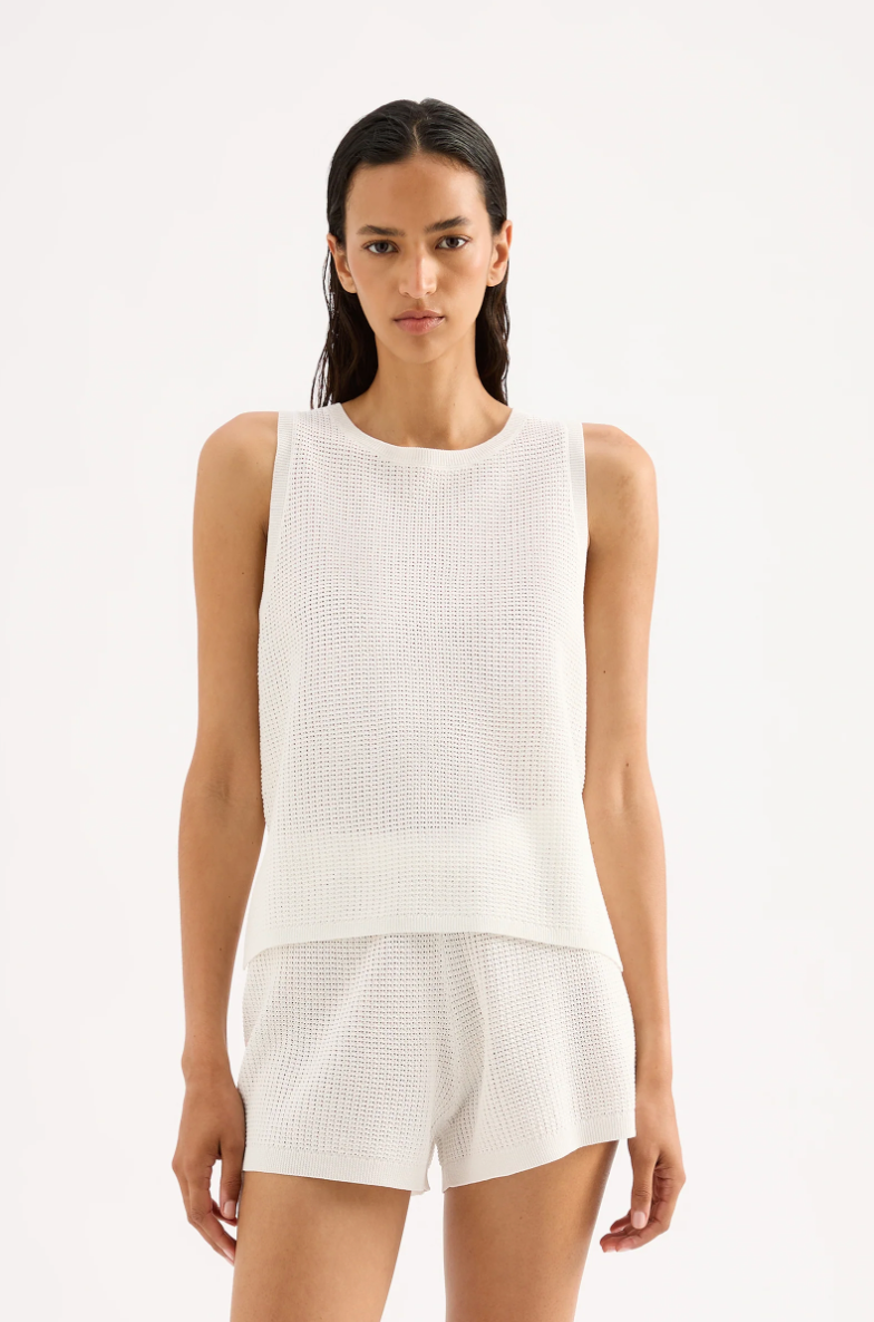 Rey Crochet Tank White