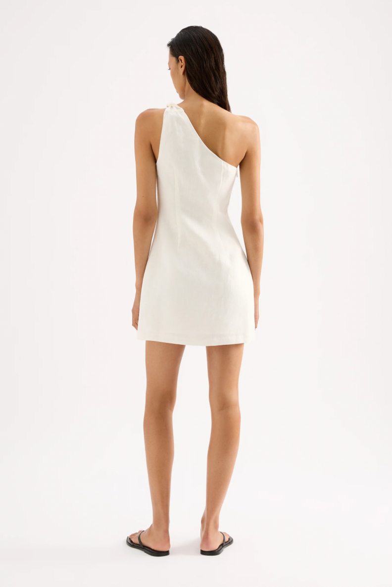 Avery Linen Mini Dress White