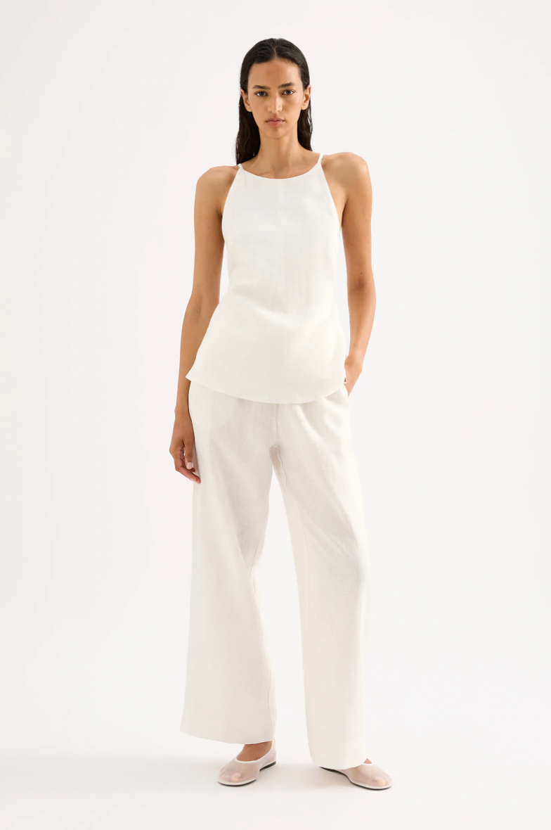 Ziba Linen Top White