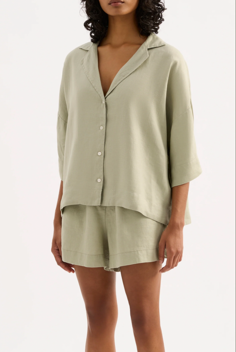 Lounge Linen Shirt Olive