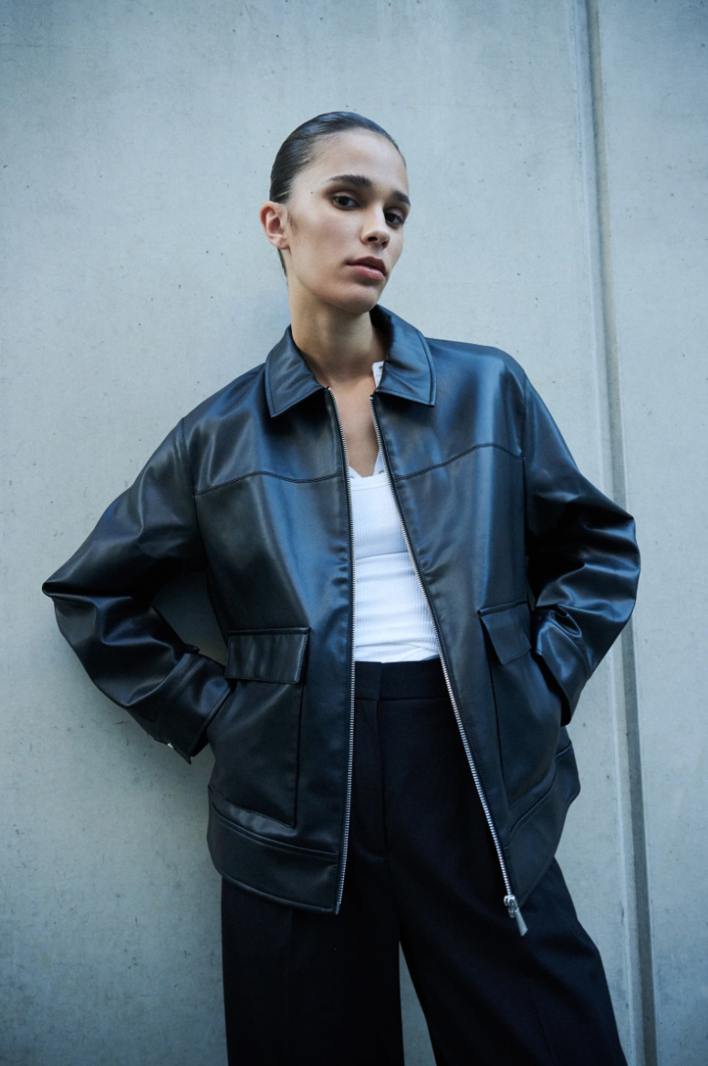 Yaz Faux Leather Jacket Black