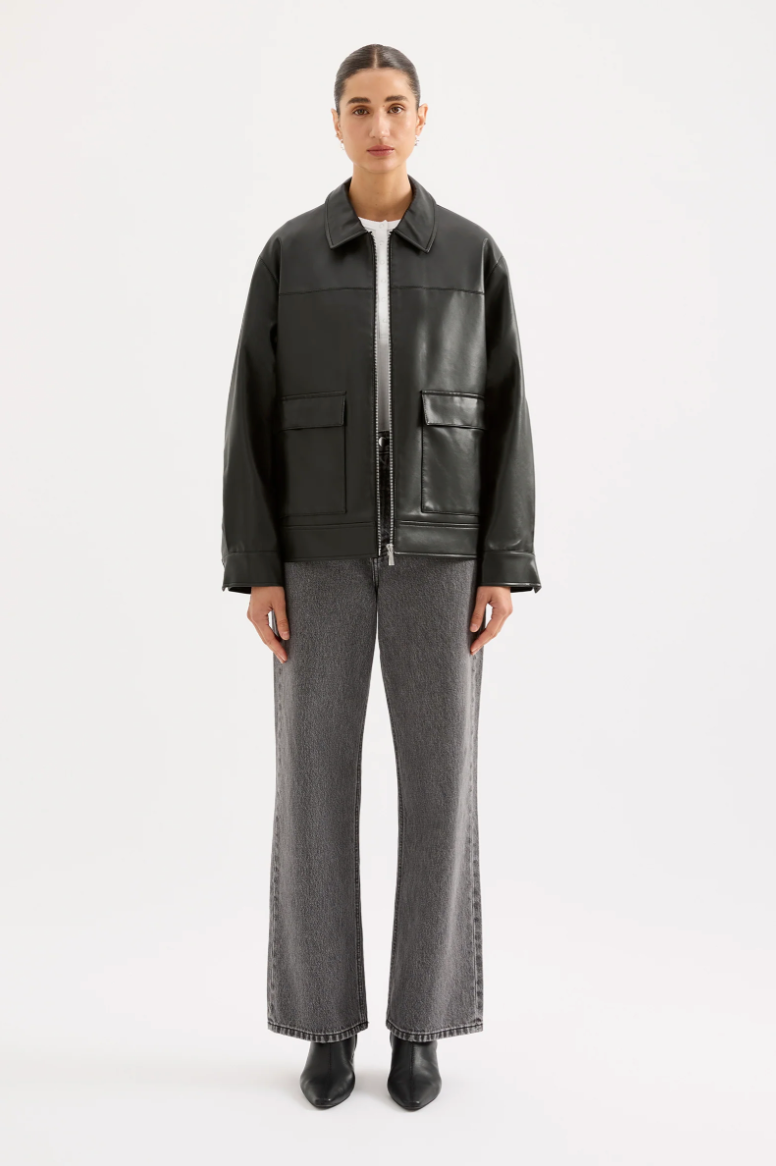Yaz Faux Leather Jacket Black