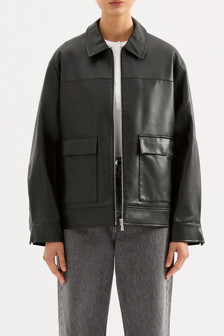 Yaz Faux Leather Jacket Black