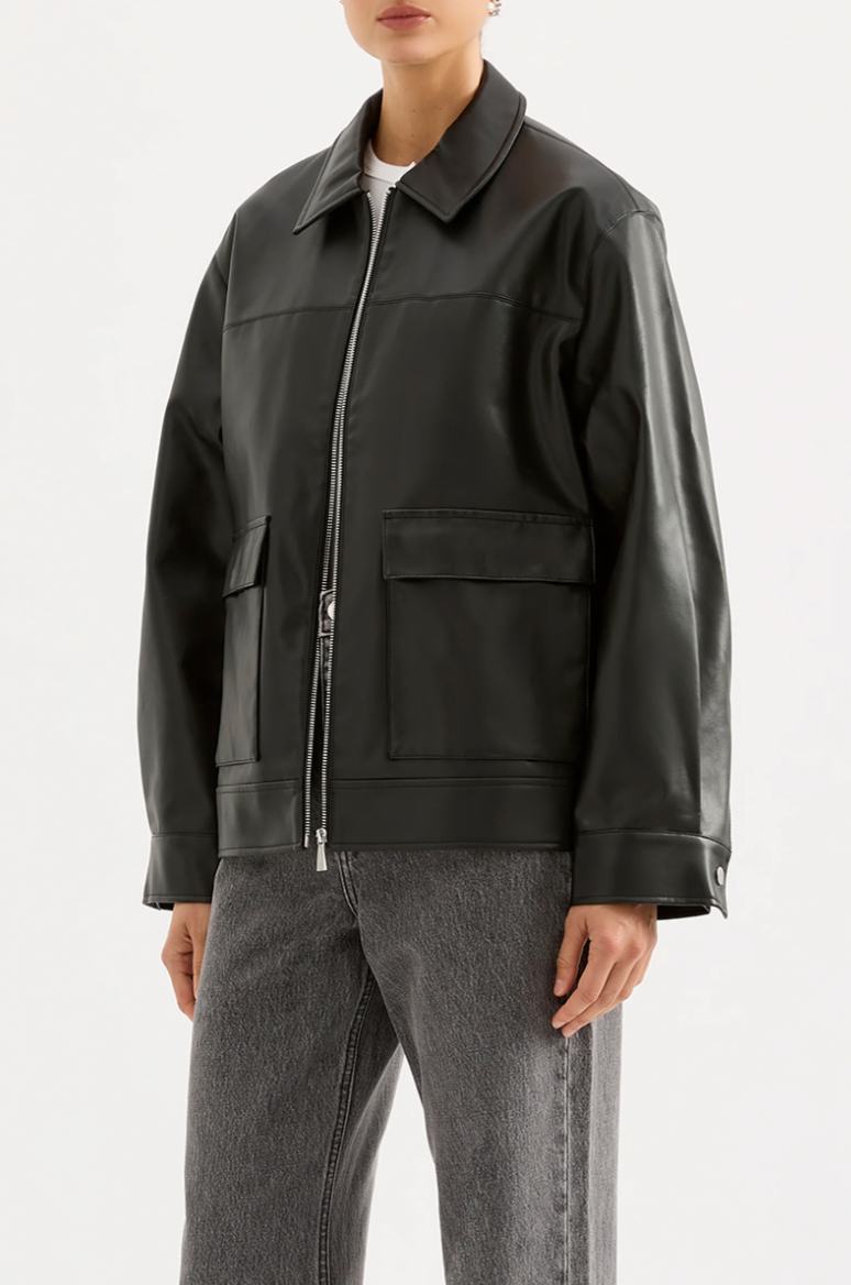 Yaz Faux Leather Jacket Black