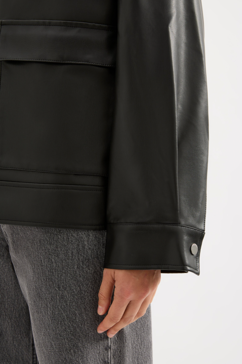 Yaz Faux Leather Jacket Black