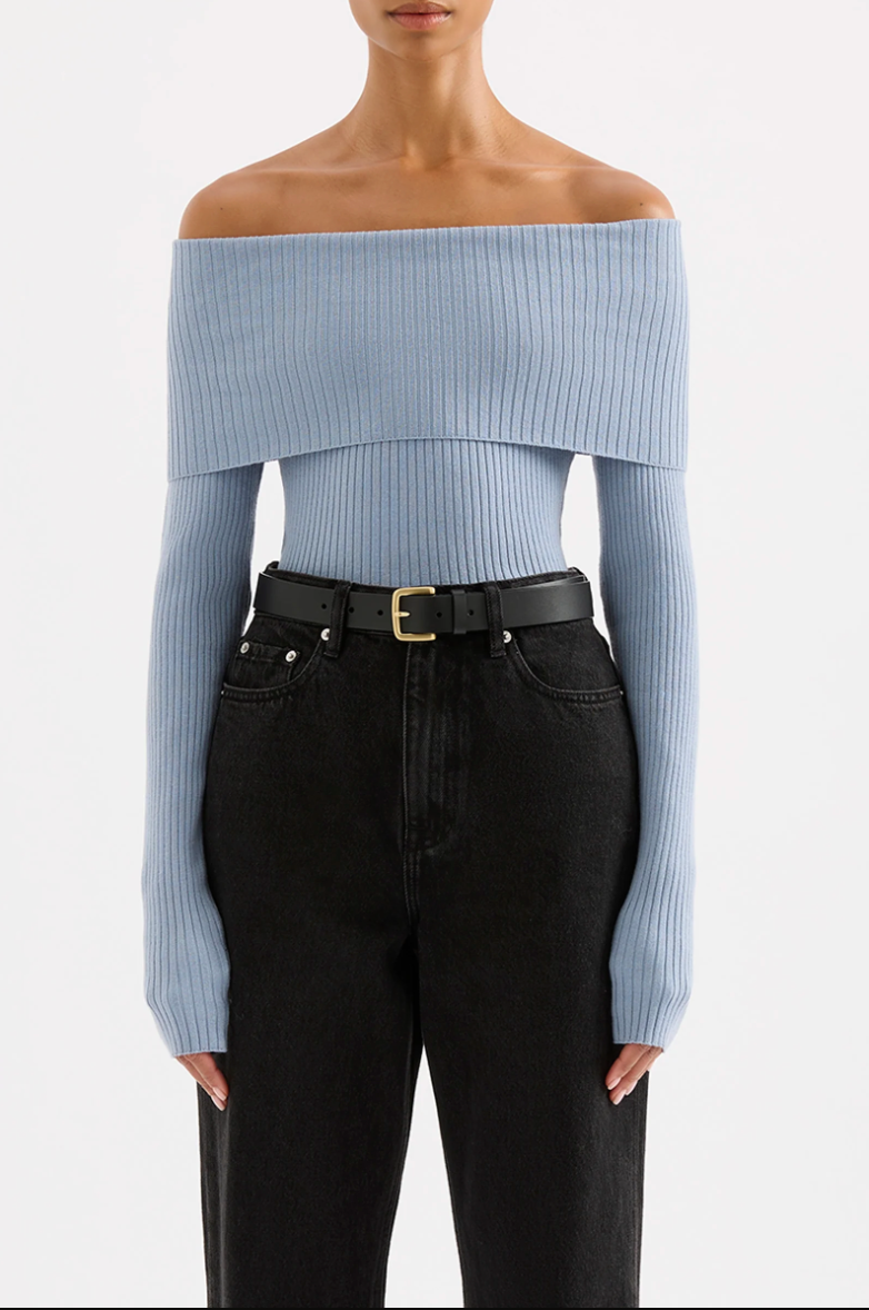 Krishna Off Shoulder Knit Sky