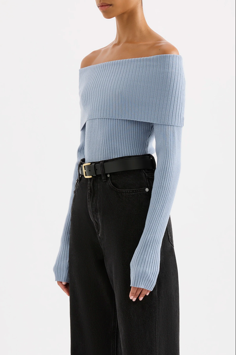 Krishna Off Shoulder Knit Sky