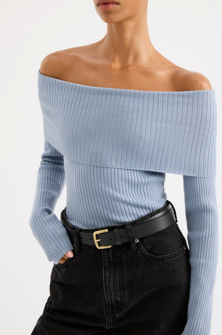 Krishna Off Shoulder Knit Sky