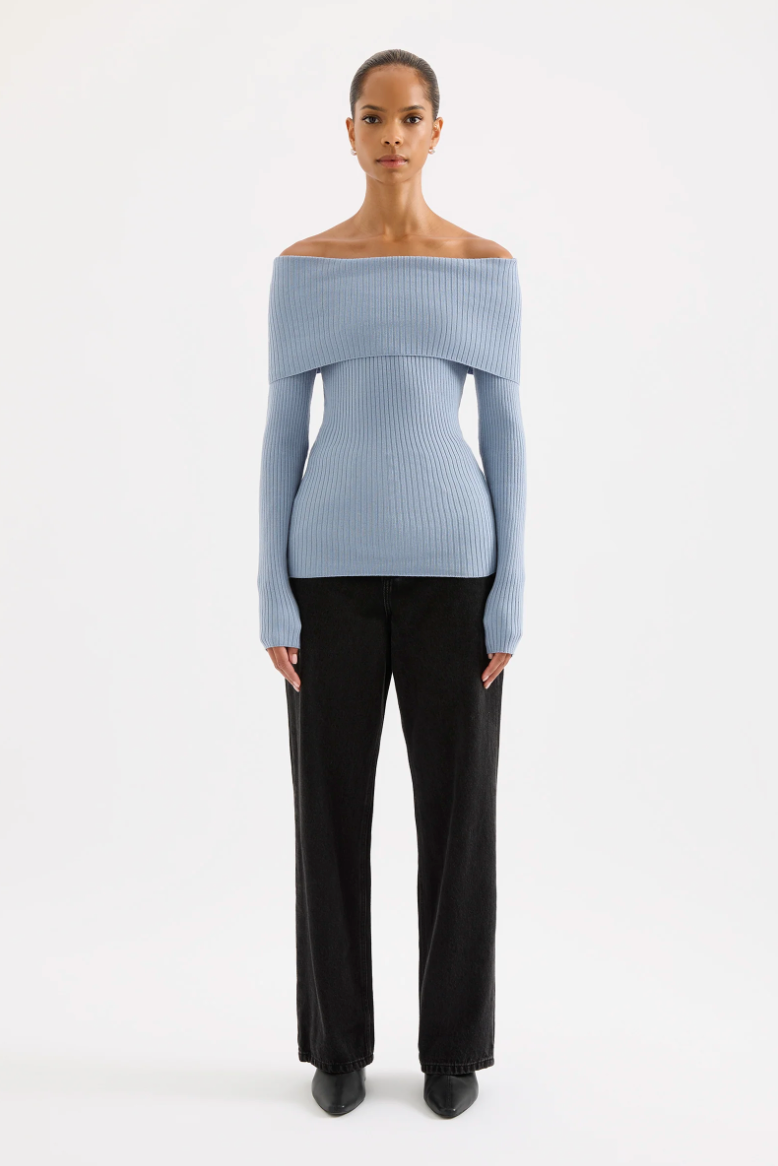 Krishna Off Shoulder Knit Sky