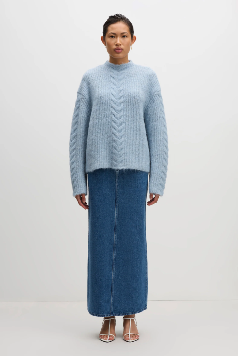 Paige Cable Knit Sky