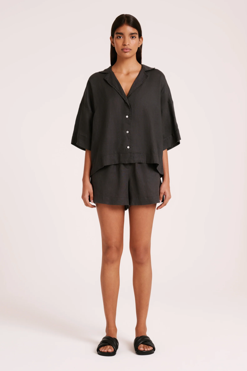 Linen Lounge Shirt Coal
