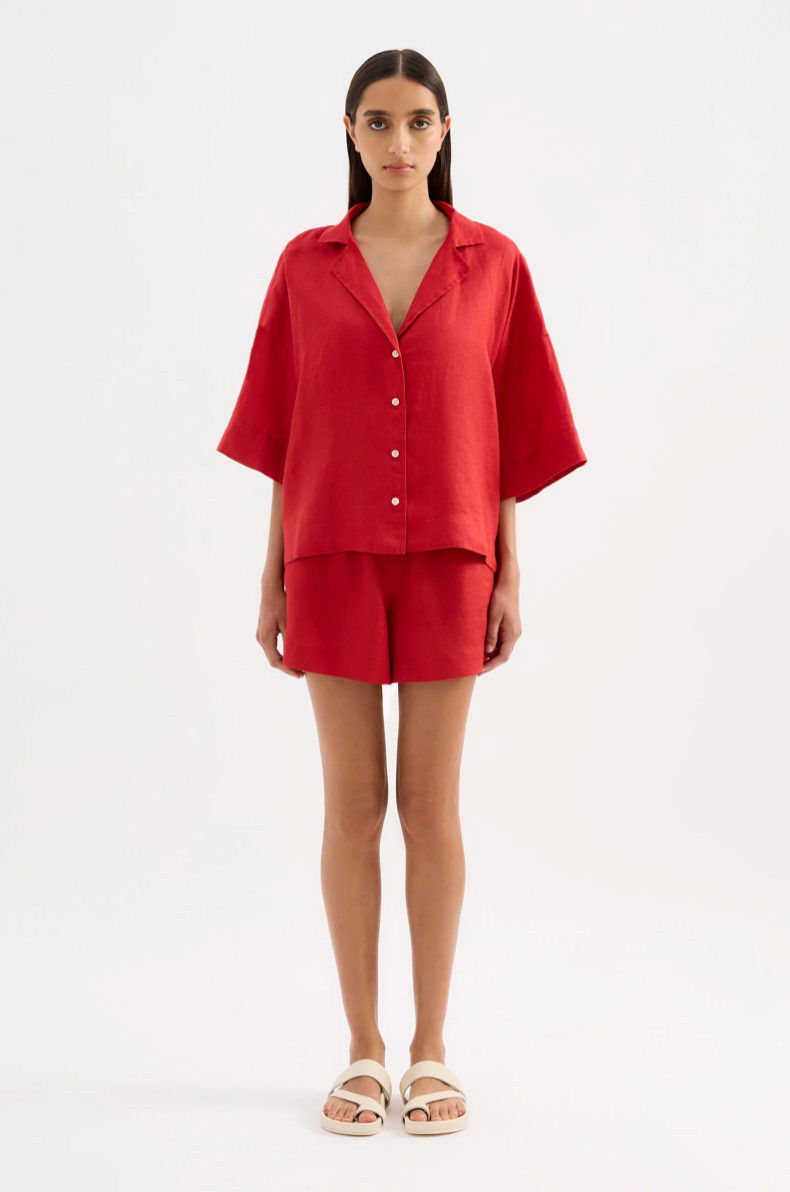 Lounge Linen Shirt Vermillion