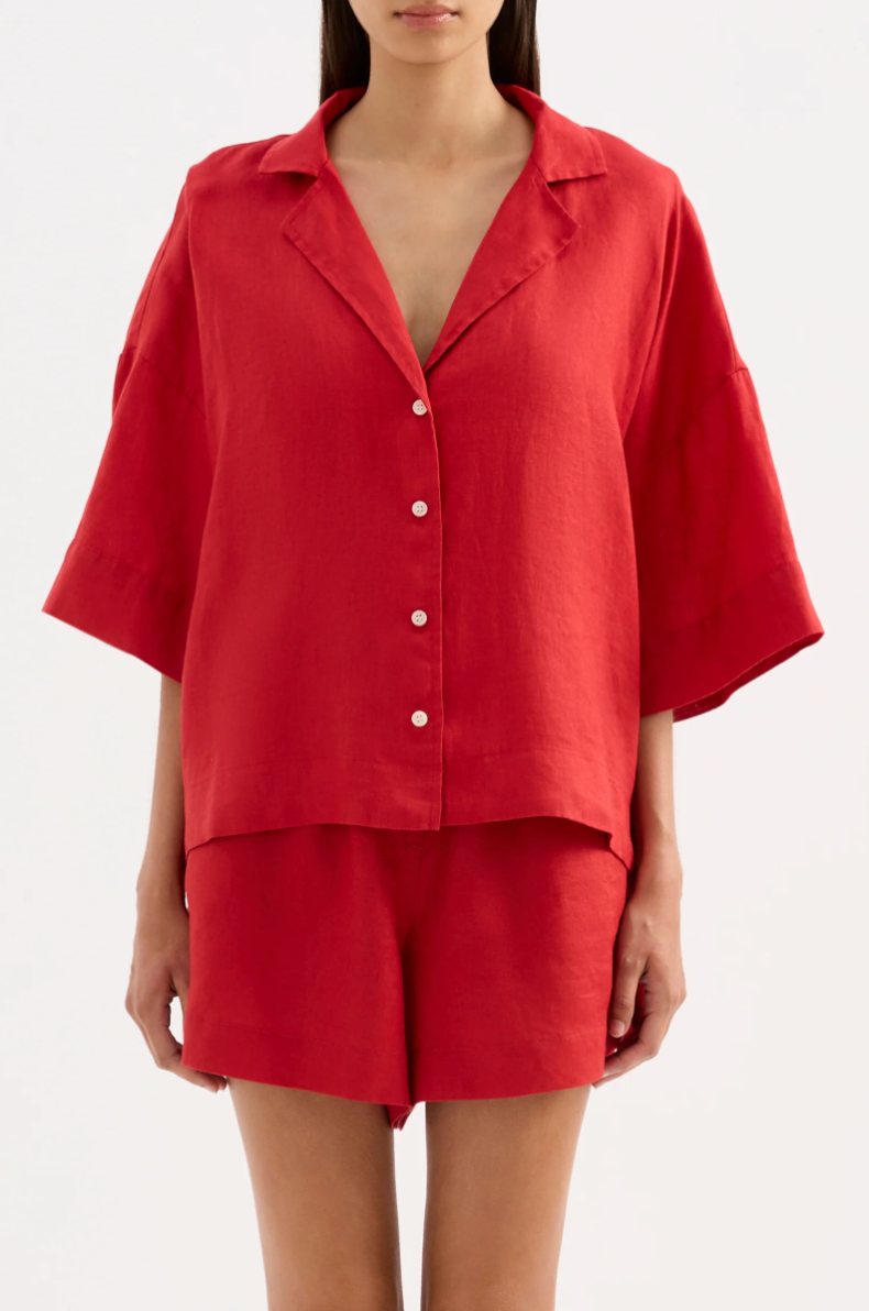 Lounge Linen Shirt Vermillion