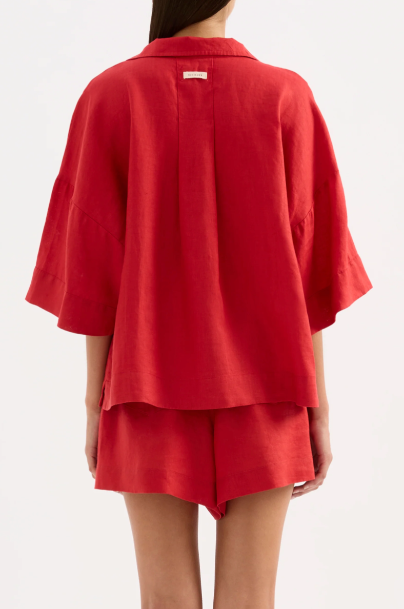 Lounge Linen Shirt Vermillion