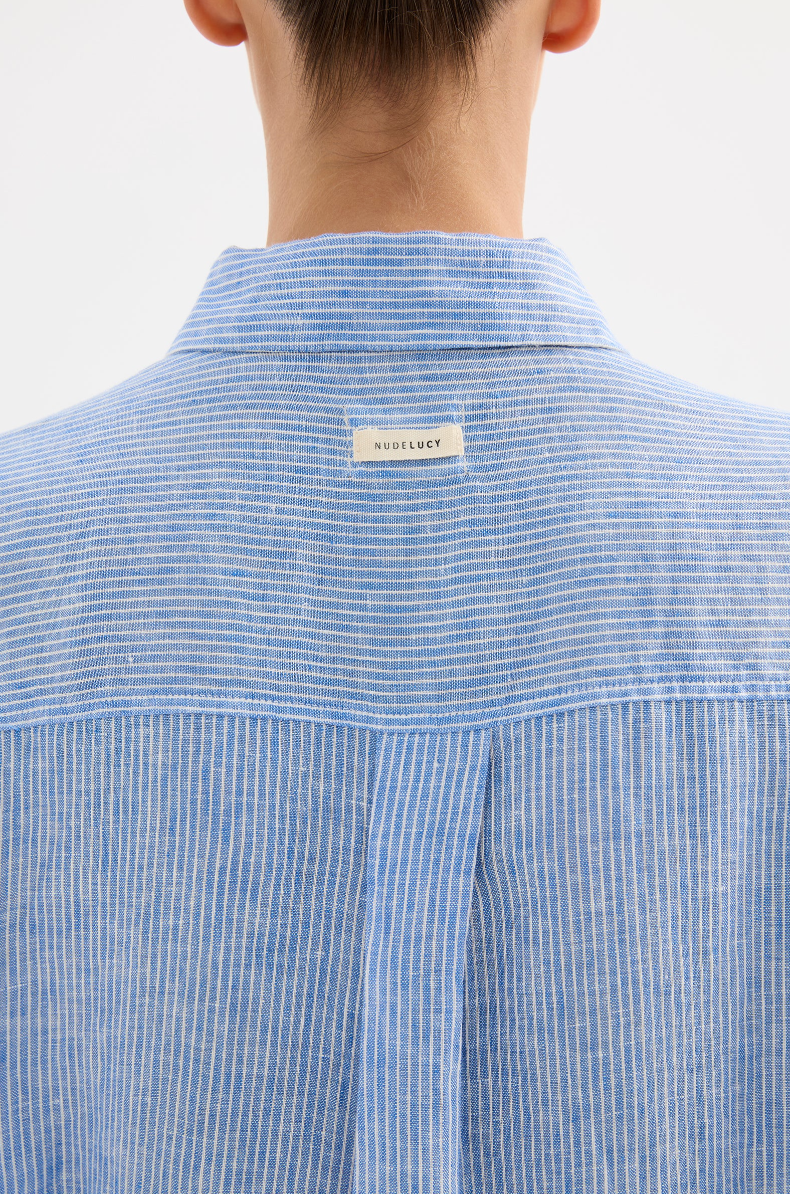 Lounge Stripe Longline Shirt Blue