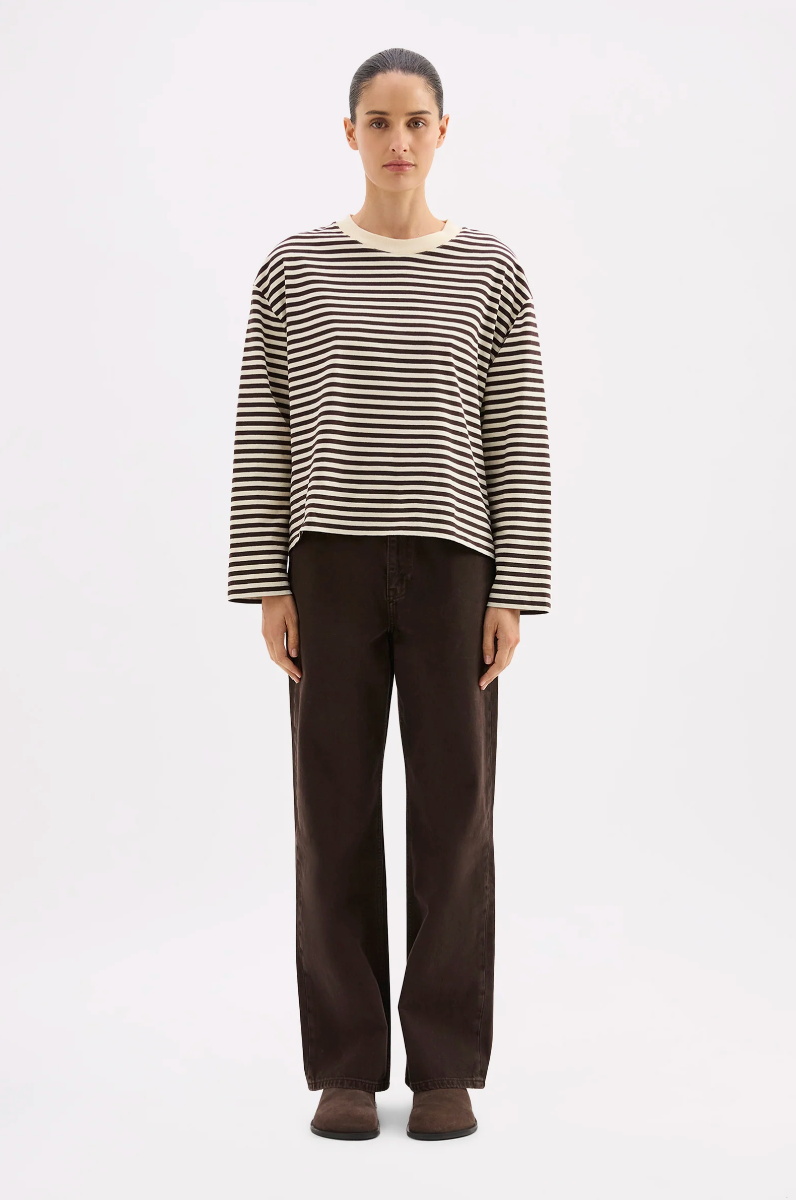 Espresso Stripe LS Tee