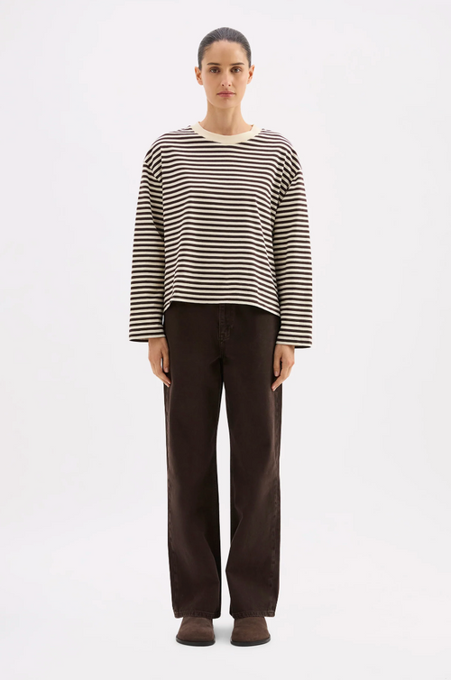 Espresso Stripe LS Tee