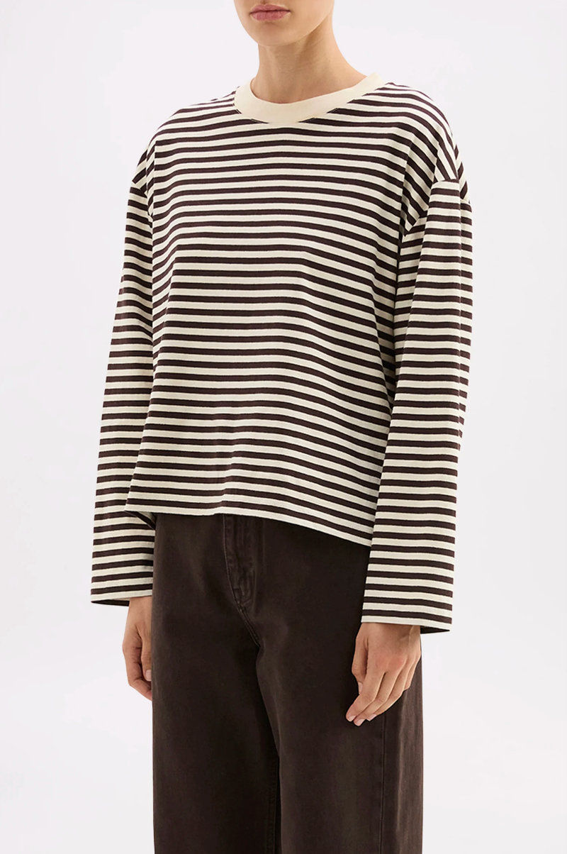 Espresso Stripe LS Tee