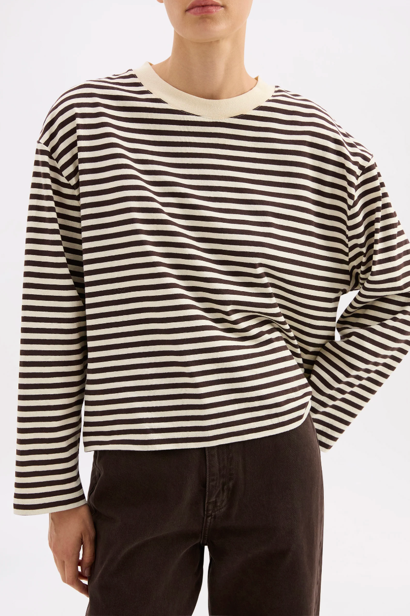 Espresso Stripe LS Tee