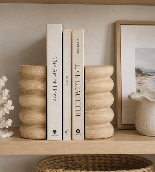 Ripple Wood Bookends Natural