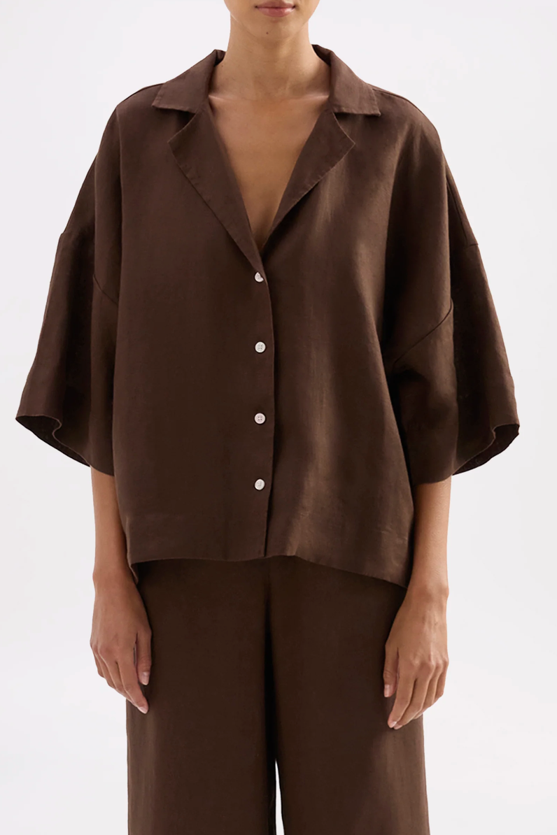 Lounge Linen Shirt Chocolate