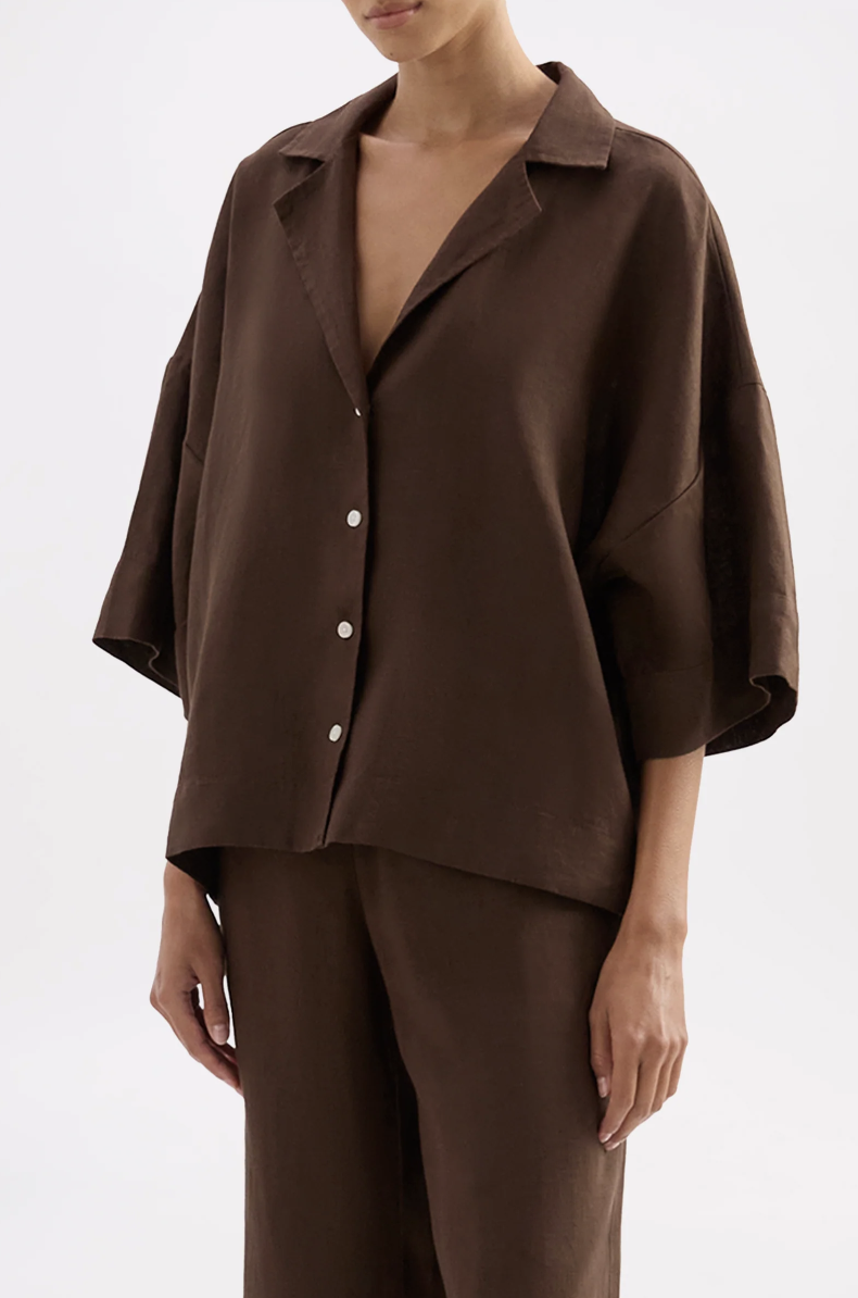 Lounge Linen Shirt Chocolate