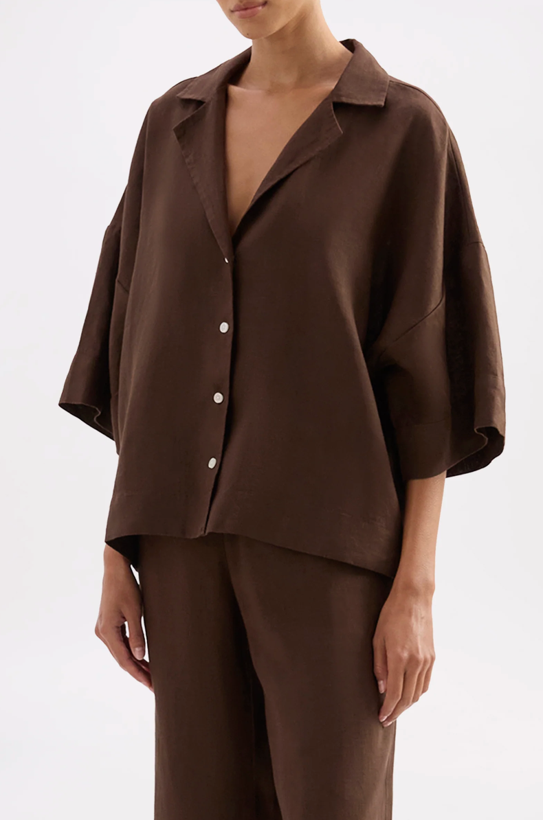 Lounge Linen Shirt Chocolate