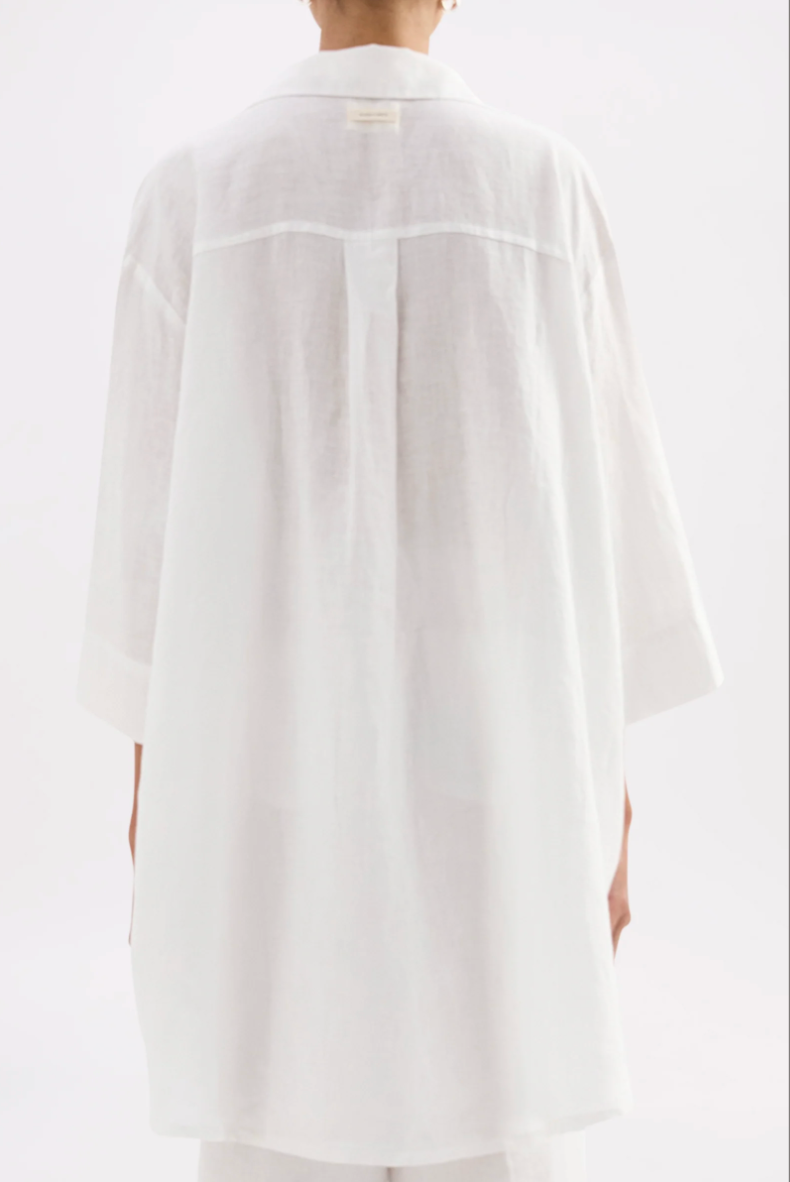 Lounge Linen Longline Shirt White