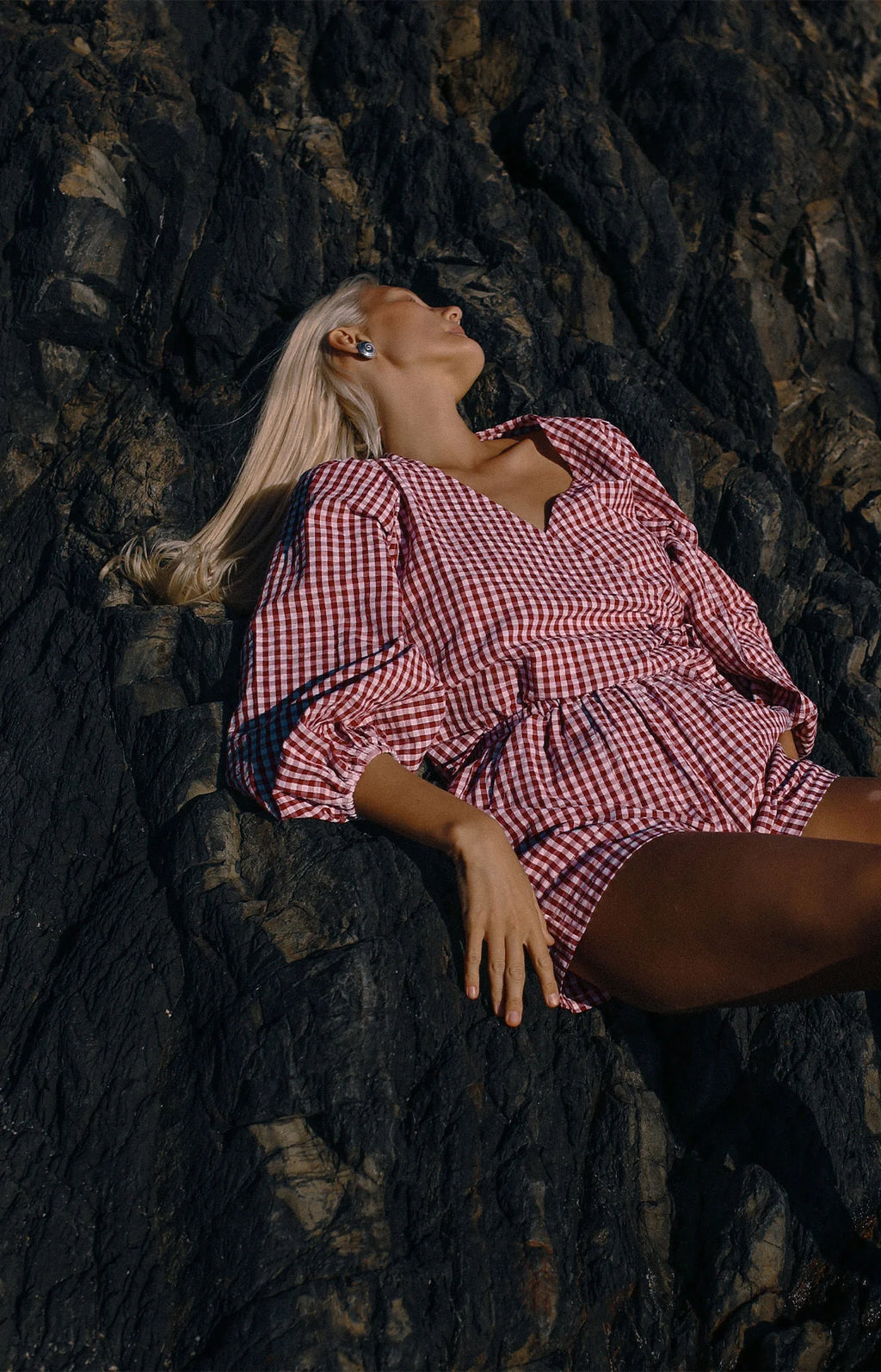 Ella LS Wrap Top Red Gingham