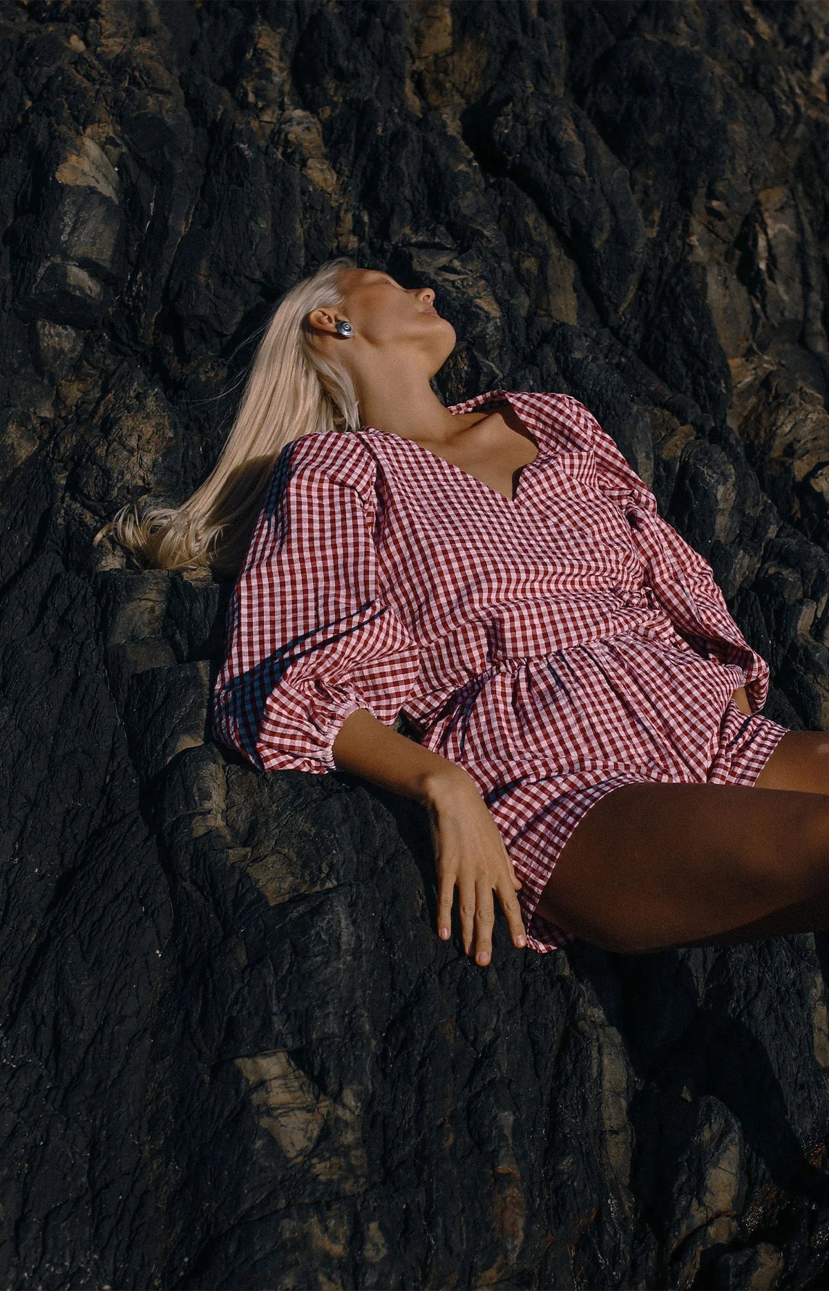 Ella LS Wrap Top Red Gingham