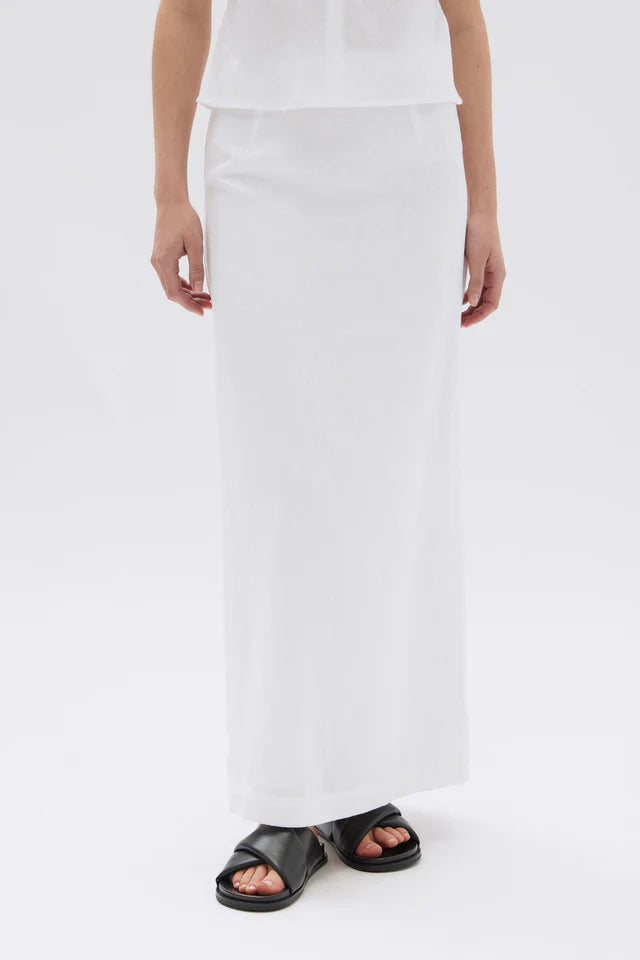 Solis Linen Maxi Skirt White