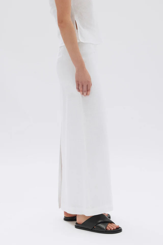 Solis Linen Maxi Skirt White