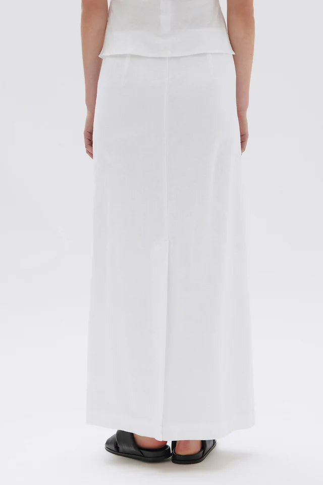 Solis Linen Maxi Skirt White