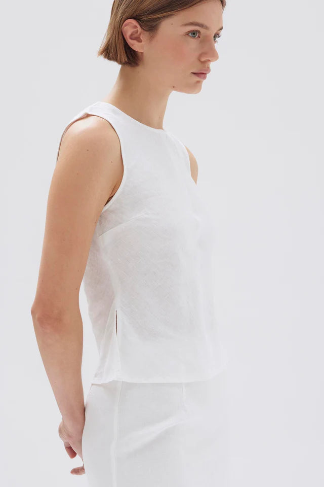 Solis Linen Top White