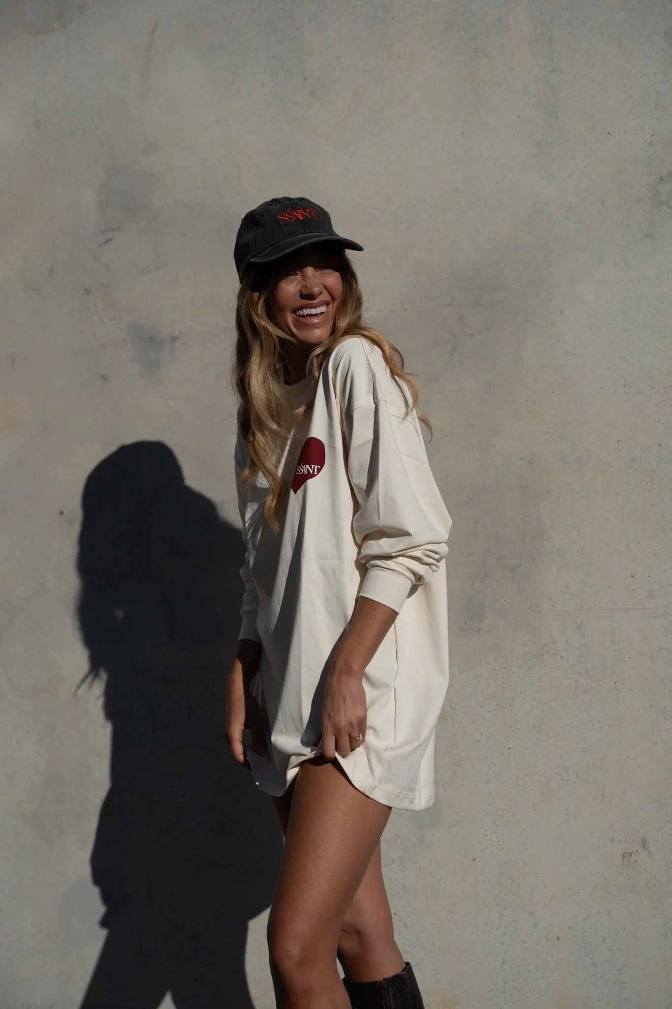 Cherry Heart LS Tee Cream