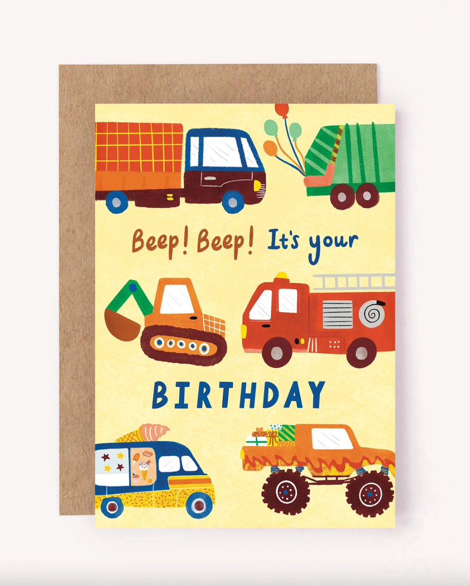 Vehicles Happy Birthday Card