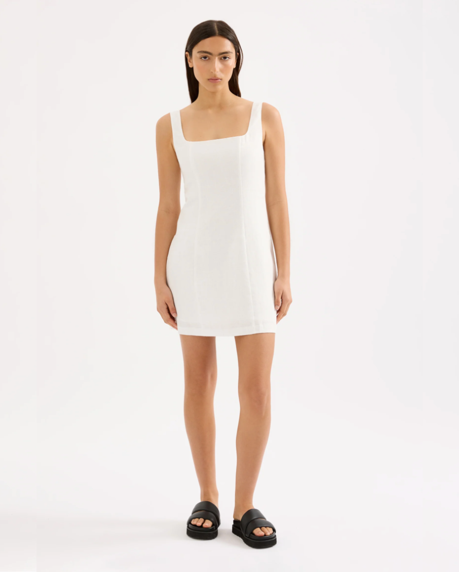 Monroe Linen Mini Dress White