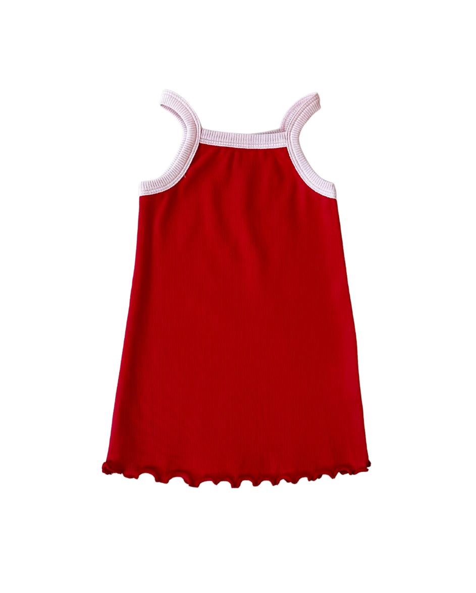 Elsie Ribbed Dress Red / Pink