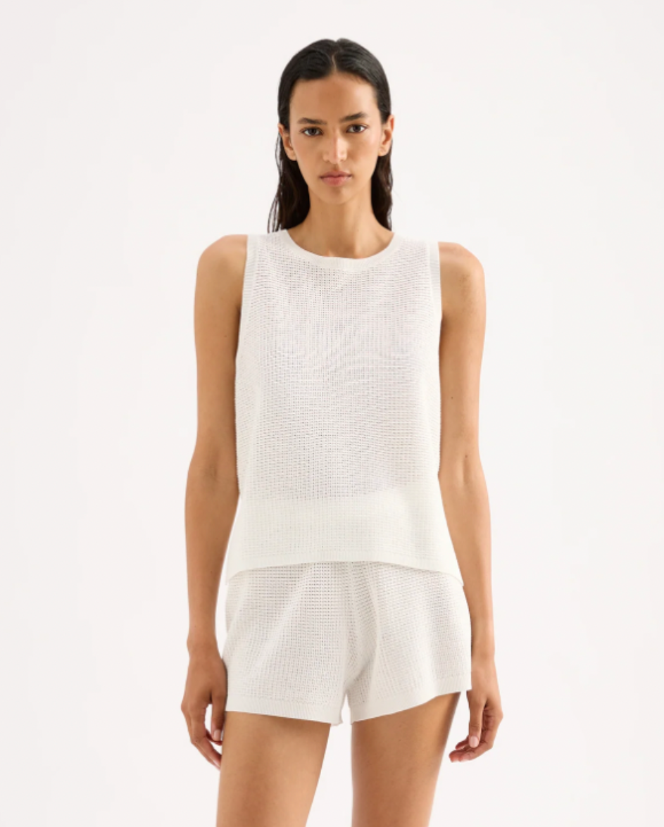 Rey Crochet Tank White