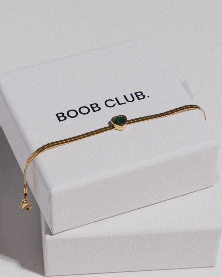 Tori Gold Heart Bracelet Emerald