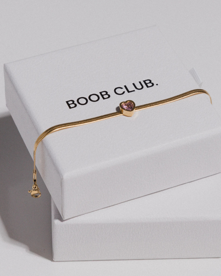 Tori Gold Heart Bracelet Pink