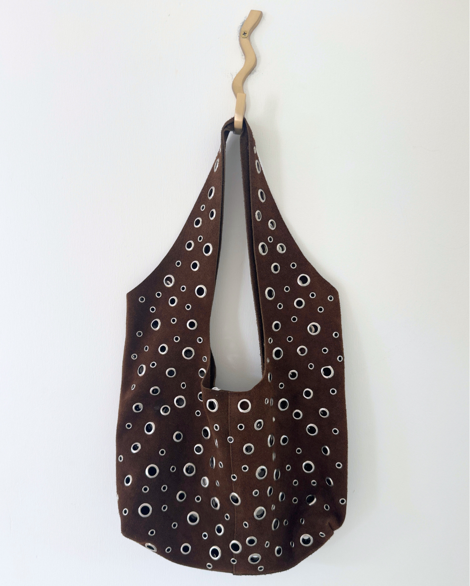 Floppy Leather Suede Bag Choc
