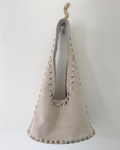 Leather Suede Stud Bag Ivory