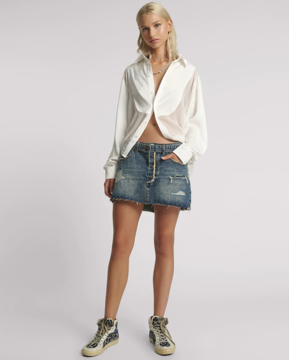 Belted Denim Mini Skirt